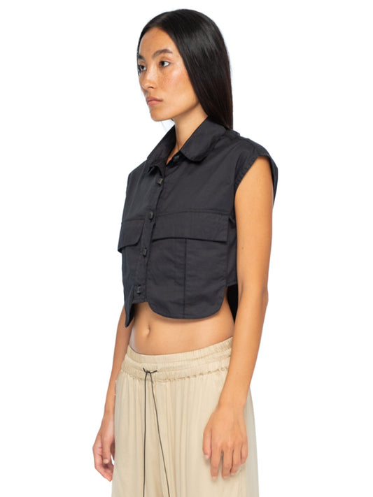 Cropped Satin Shirt