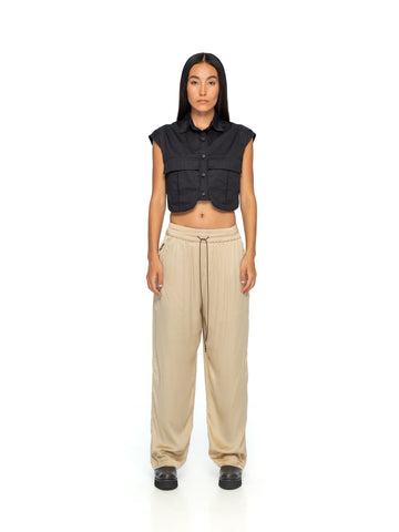 Cropped Satin Shirt