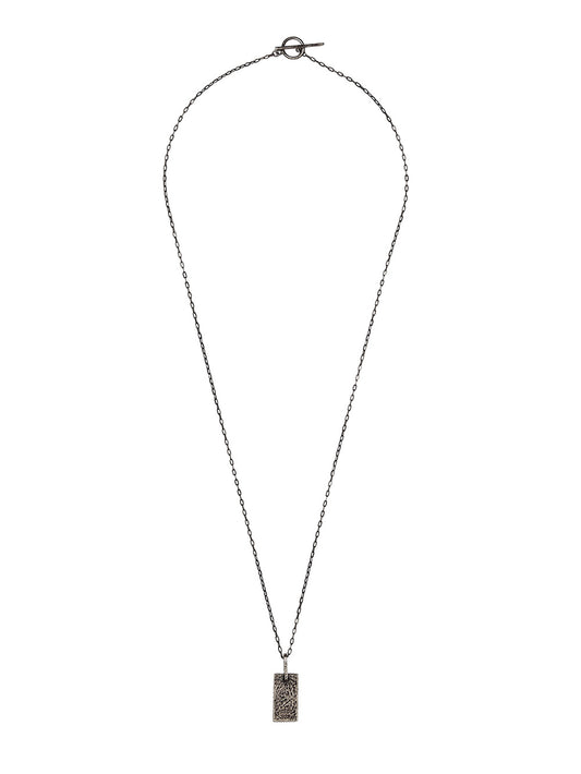 Rugged Rectangle Silver Necklace