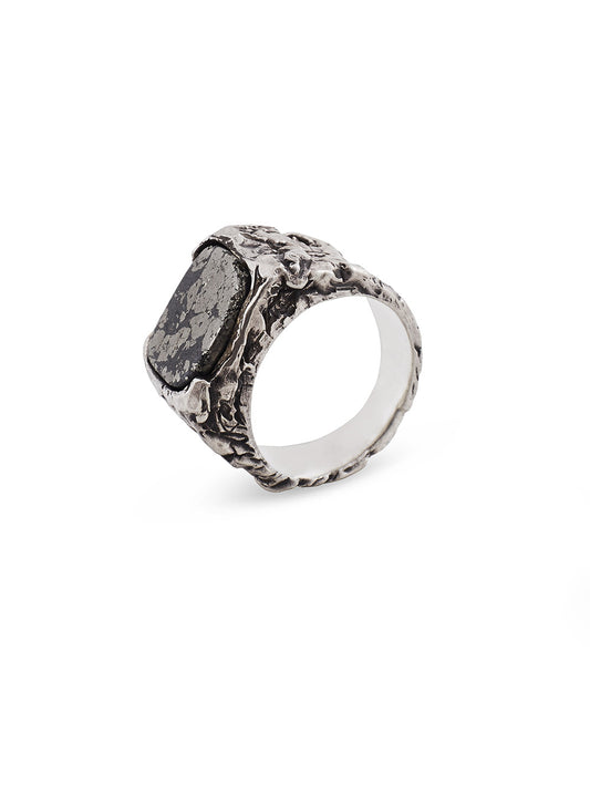 Pyrite Silver Statement Ring