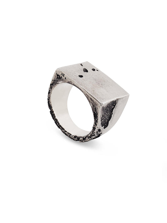 Geometric Textured Square Ring