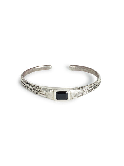 Hammered Silver with Onyx Bracelet