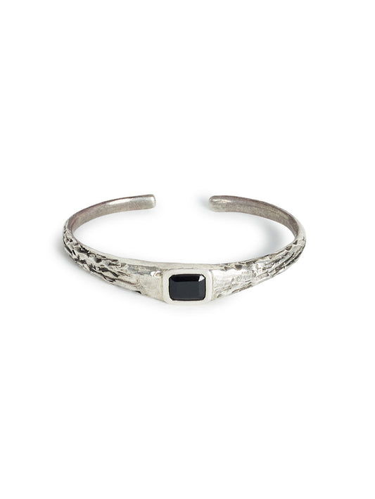 Hammered Silver with Onyx Bracelet