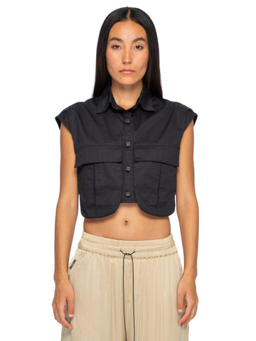 Cropped Satin Shirt