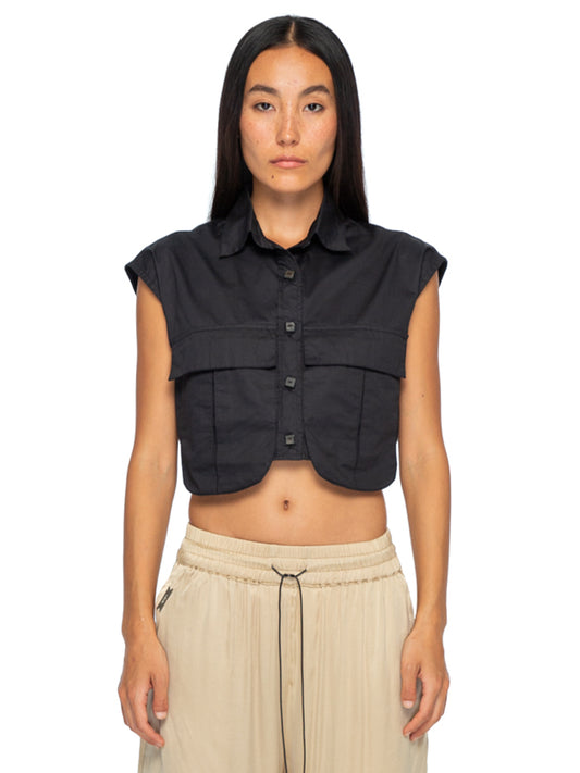 Cropped Satin Shirt