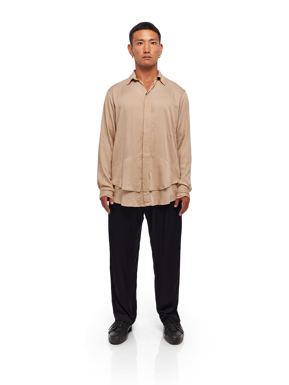 Draped Long Sleeve Shirt