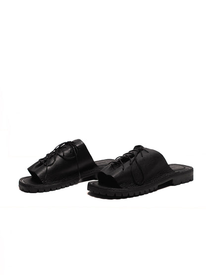Lace Leather Slides