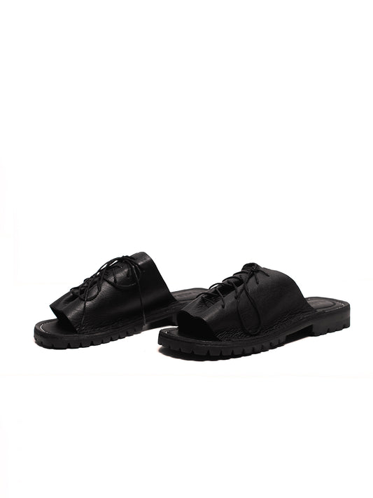 Lace Leather Slides