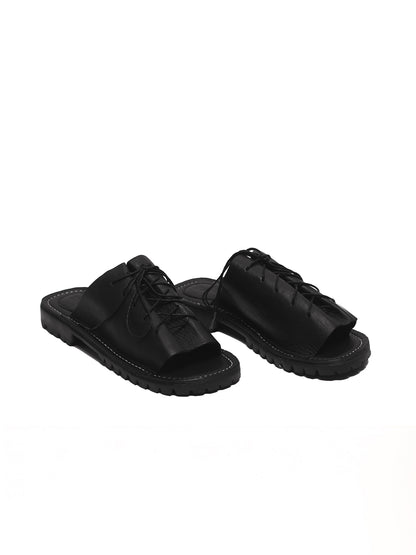 Lace Leather Slides