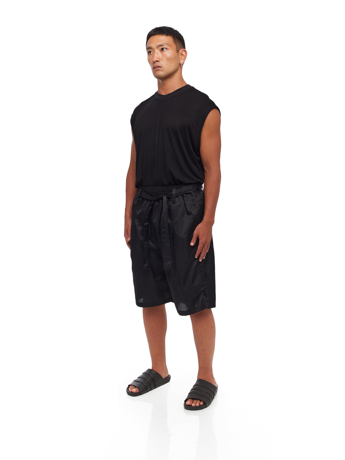 Lightweight Pleated Silk Shorts