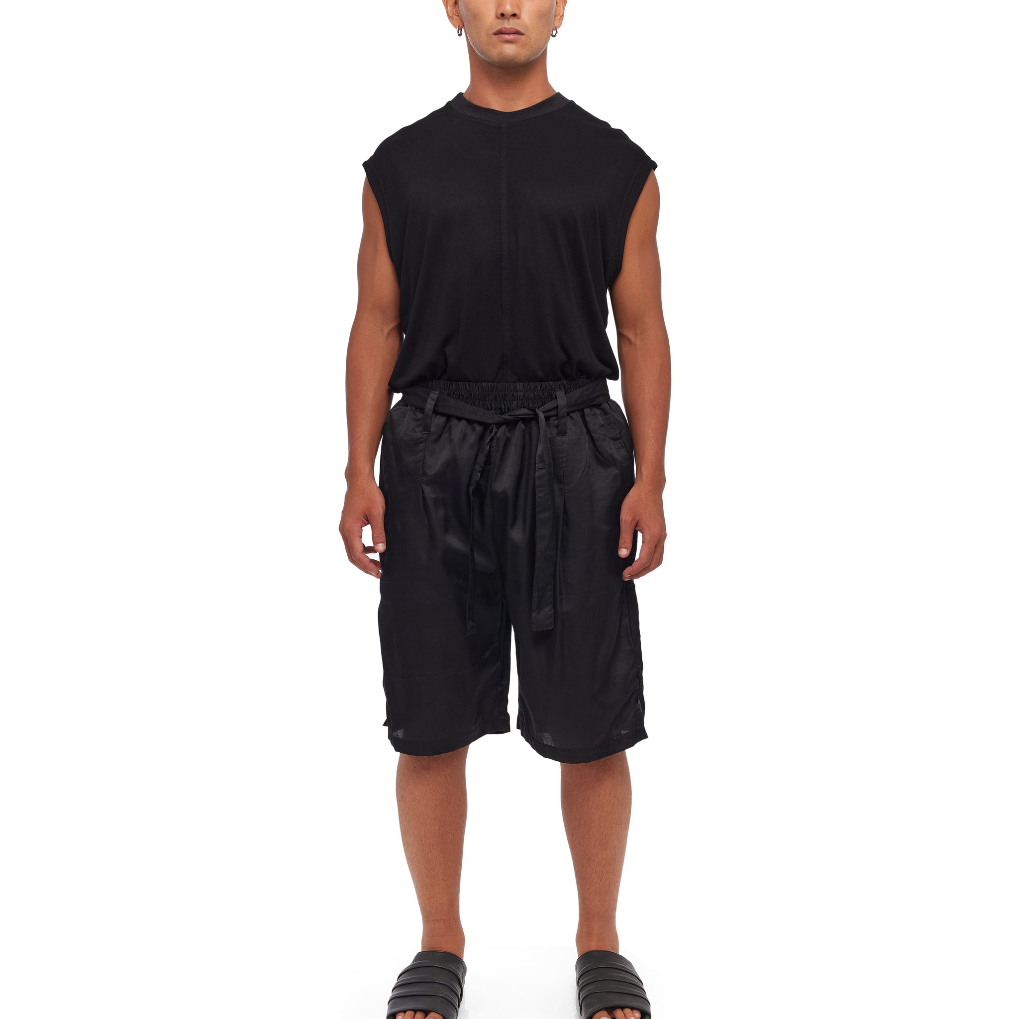 Lightweight Pleated Silk Shorts