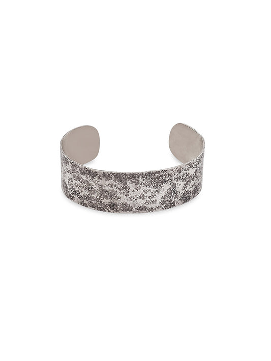 Frosted Wide Silver Bracelet
