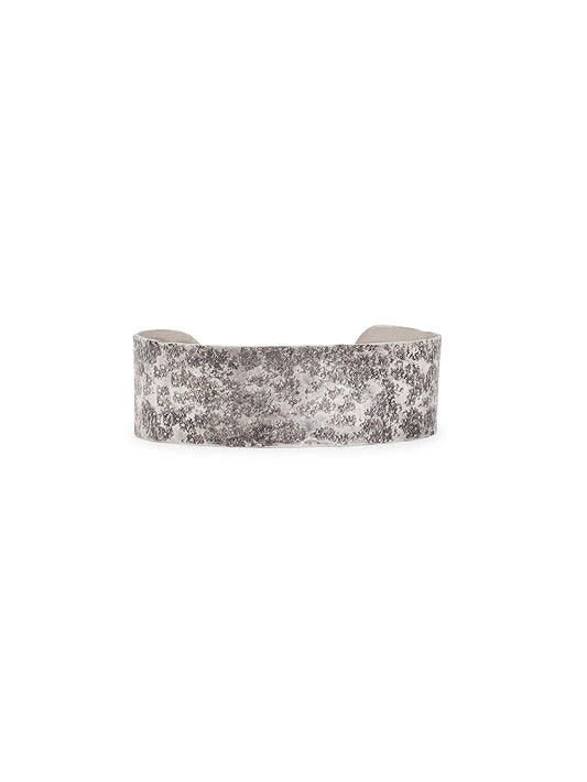 Frosted Wide Silver Bracelet