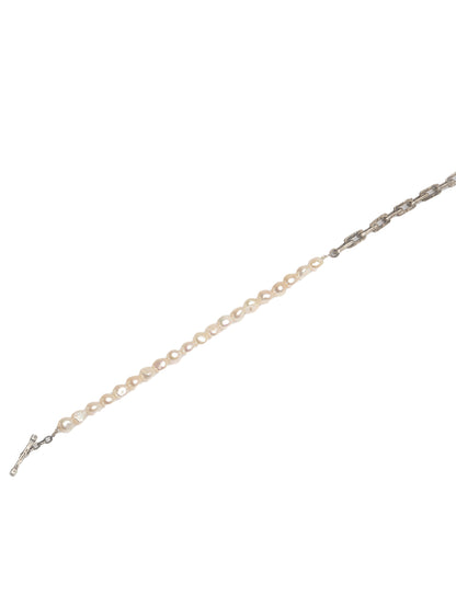 Hammered Silver & Pearl Necklace