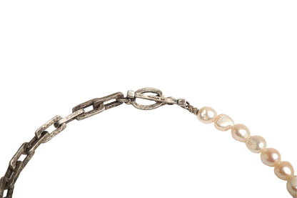 Hammered Silver & Pearl Necklace