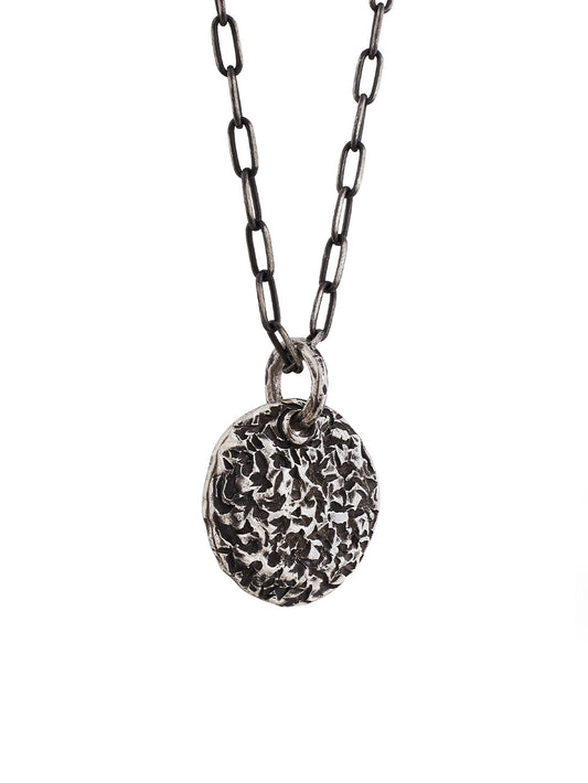 Textured Round Silver Necklace