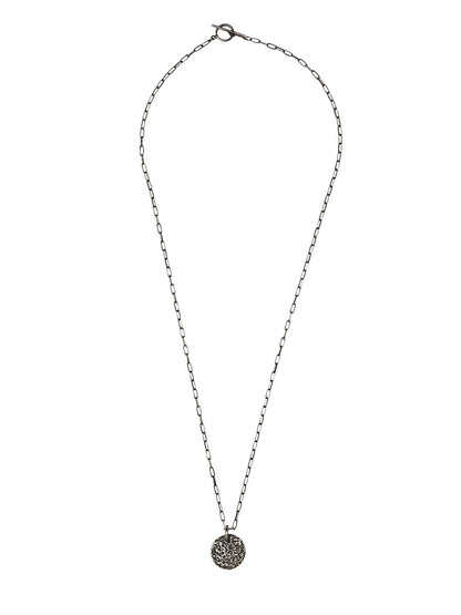 Textured Round Silver Necklace