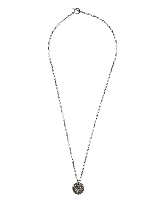 Textured Round Silver Necklace
