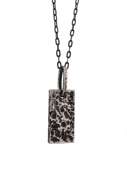 Rugged Rectangle Silver Necklace