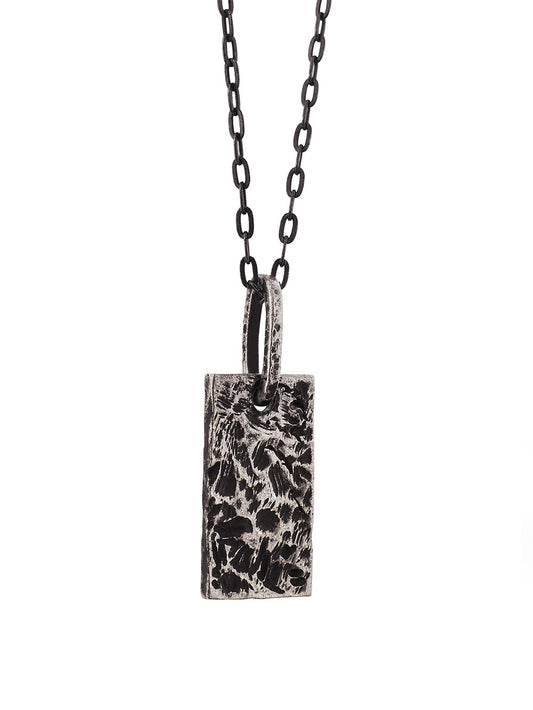 Rugged Rectangle Silver Necklace