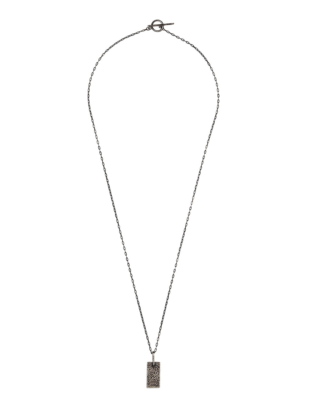 Rugged Rectangle Silver Necklace