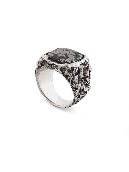 Pyrite Silver Statement Ring
