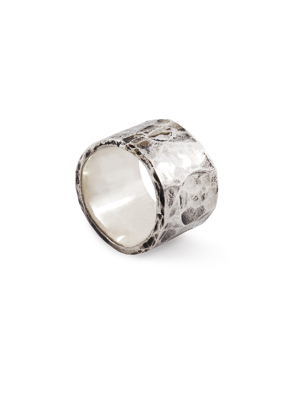 Hammered Wide Silver Ring