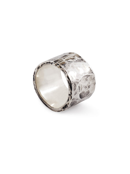 Hammered Wide Silver Ring