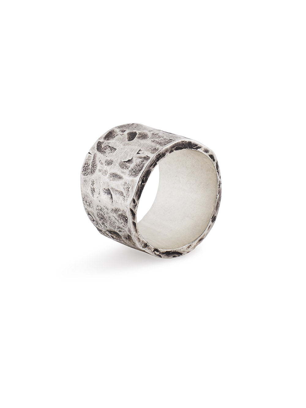 Hammered Wide Silver Ring