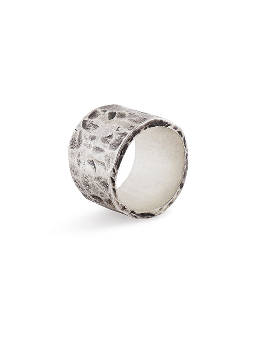 Hammered Wide Silver Ring