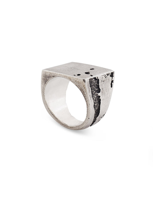 Geometric Textured Square Ring