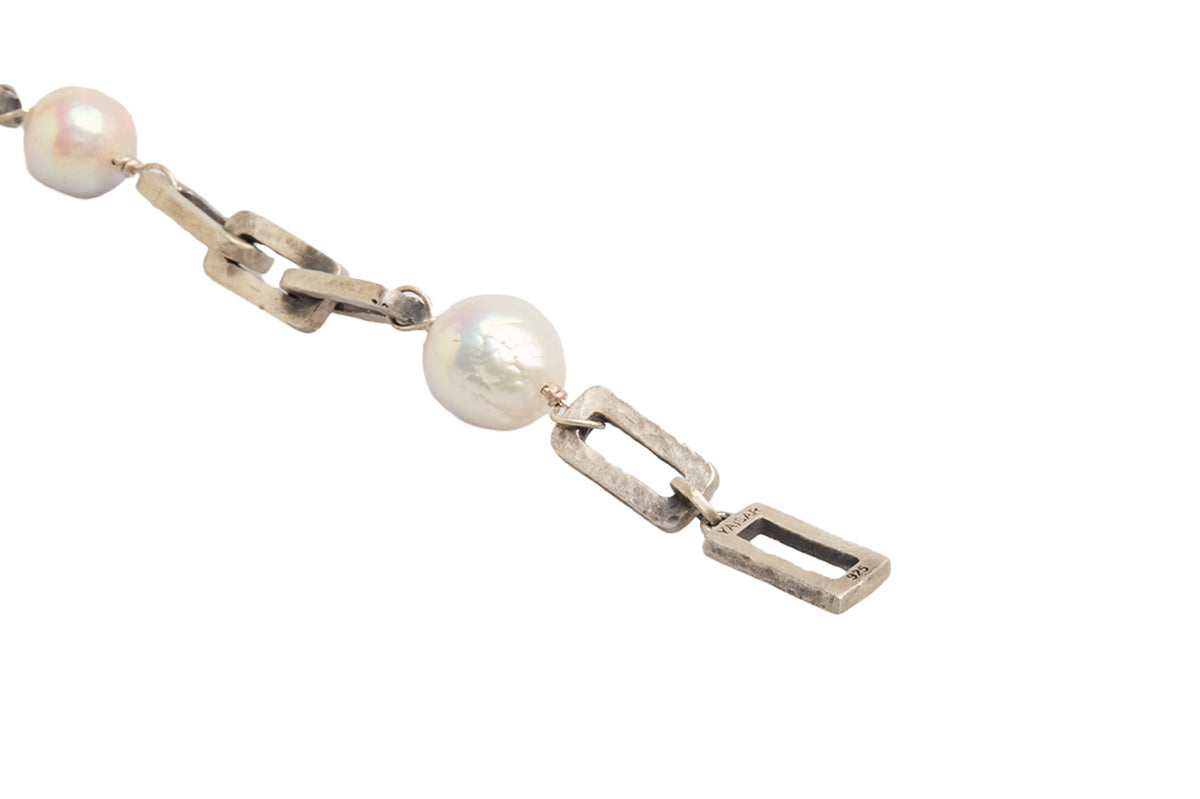 White Pearl & Silver Bracelet